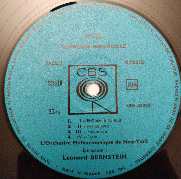 Maurice Ravel, Leonard Bernstein, New York Philharmonic : Bolero • La Valse • Rhapsodie Espagnole (LP)