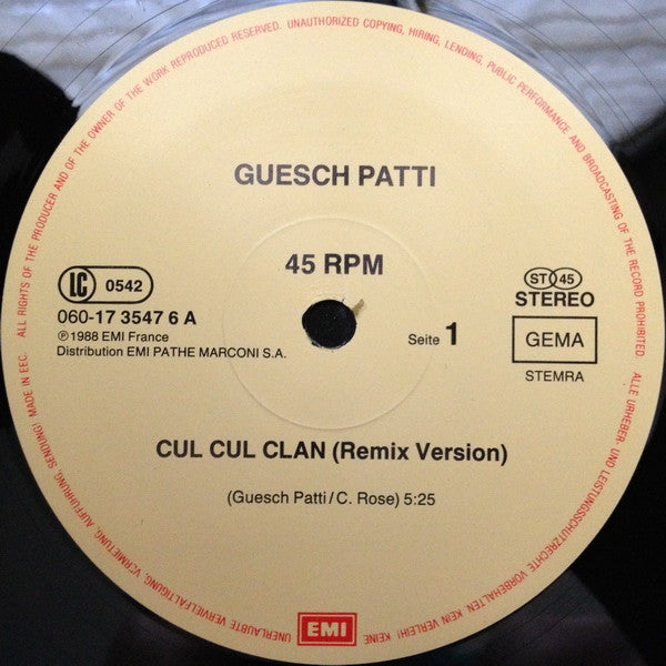 Guesch Patti : Cul Cul Clan (12", Maxi)