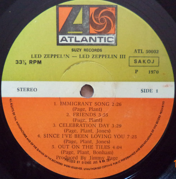 Led Zeppelin : Led Zeppelin III (LP, Album)