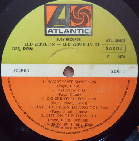 Led Zeppelin : Led Zeppelin III (LP, Album)
