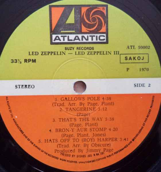 Led Zeppelin : Led Zeppelin III (LP, Album)