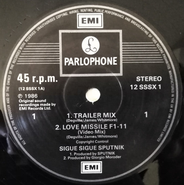 Sigue Sigue Sputnik : Love Missile F1-11 (Original Motion Picture Soundtrack) (12", Single, S/Edition)