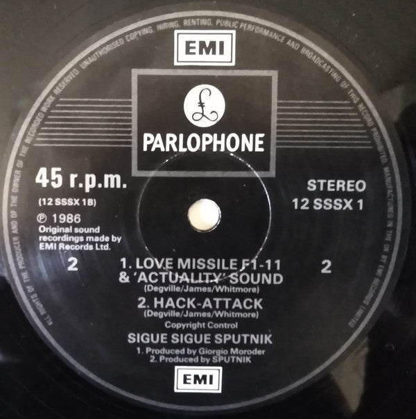 Sigue Sigue Sputnik : Love Missile F1-11 (Original Motion Picture Soundtrack) (12", Single, S/Edition)