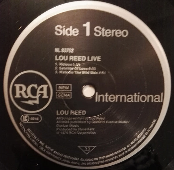 Lou Reed : Lou Reed Live (LP, Album, RE)