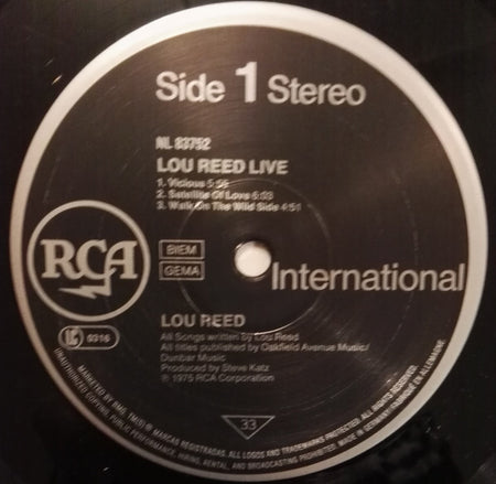 Lou Reed : Lou Reed Live (LP, Album, RE)