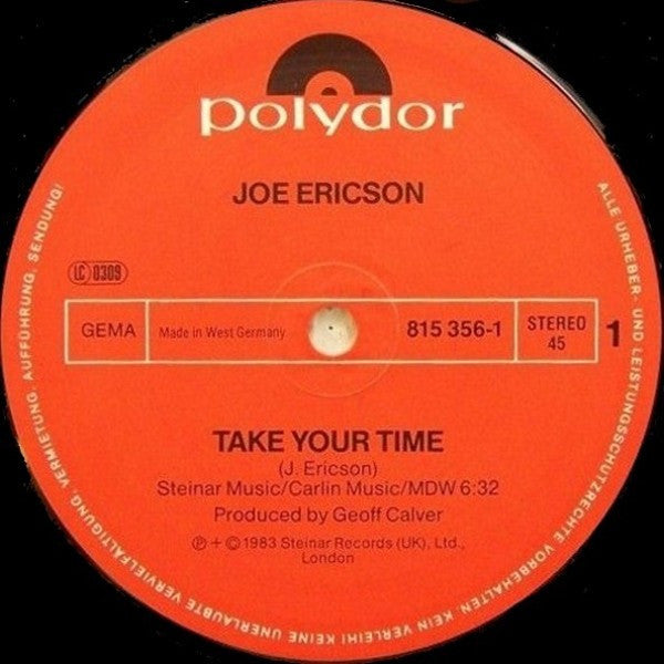 Joe Ericson : Take Your Time (Special 12" Mix) (12", Maxi)