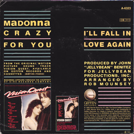 Madonna : Crazy For You (7", Single)