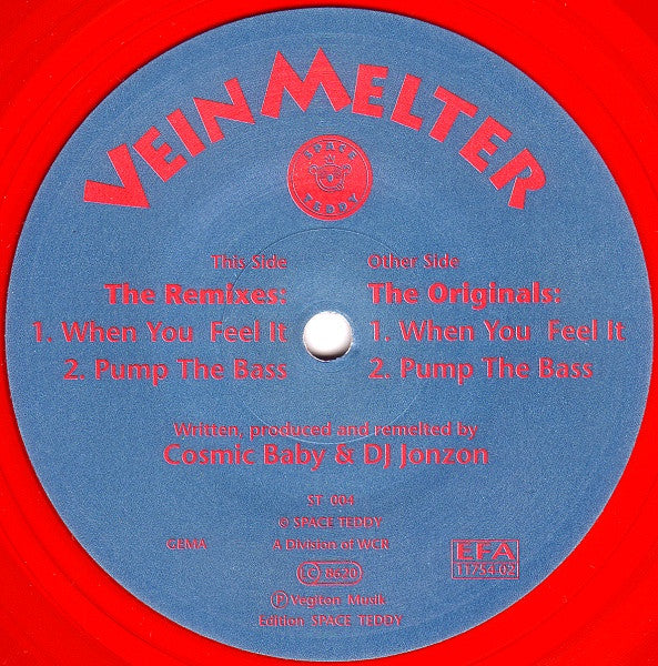 Vein Melter : When You Feel It / Pump The Bass (12", Ltd, Red)