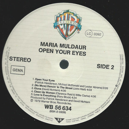 Maria Muldaur : Open Your Eyes (LP, Album)