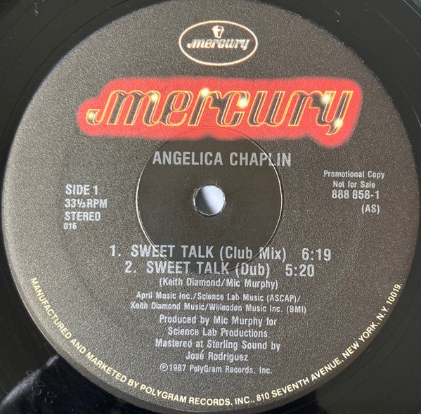 Angelica Chaplin : Sweet Talk (12", Maxi, Promo, EGM)