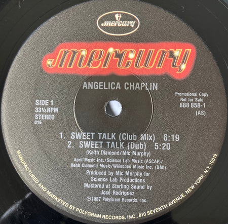 Angelica Chaplin : Sweet Talk (12", Maxi, Promo, EGM)