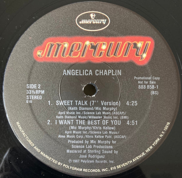 Angelica Chaplin : Sweet Talk (12", Maxi, Promo, EGM)
