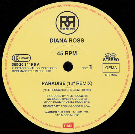 Diana Ross : Paradise (Remix) (12")