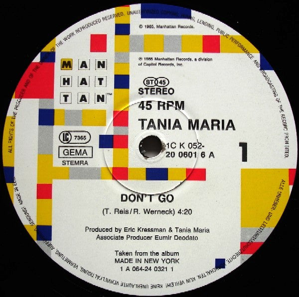 Tania Maria : Don't Go / Made In New York (12", Maxi)