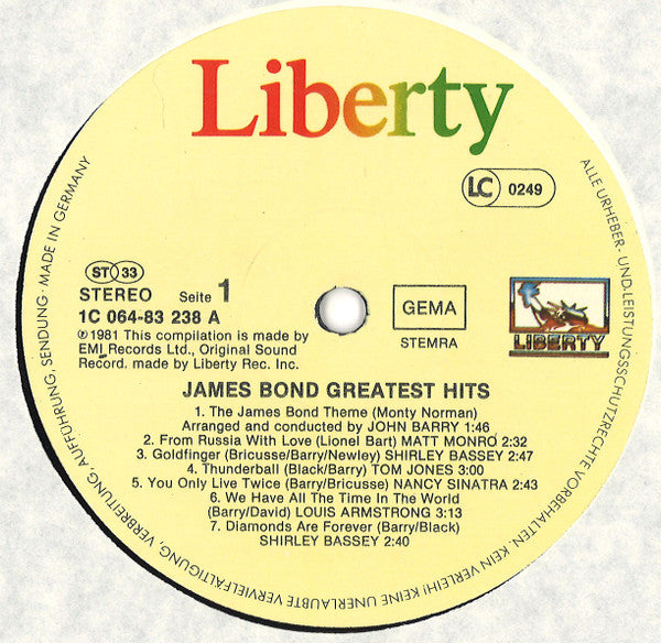 Various : James Bond Greatest Hits (LP, Comp)