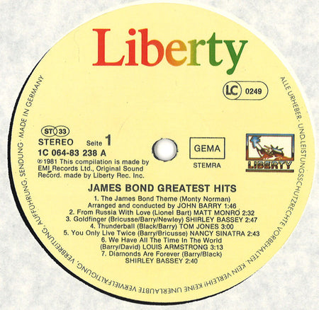 Various : James Bond Greatest Hits (LP, Comp)