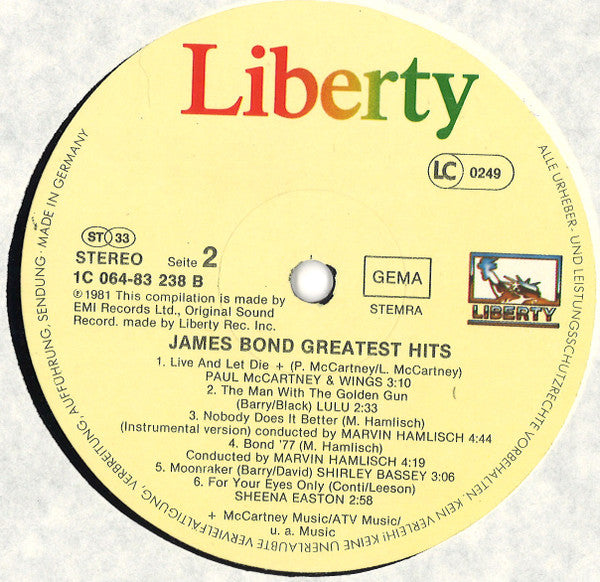 Various : James Bond Greatest Hits (LP, Comp)