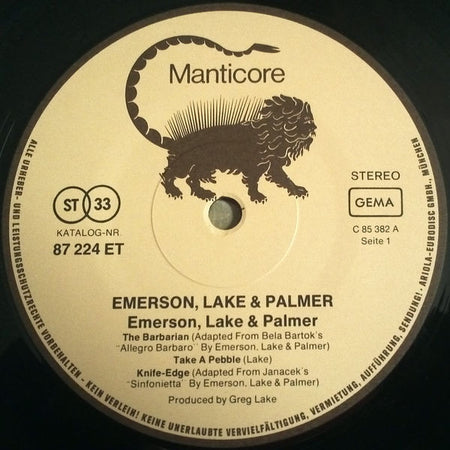 Emerson, Lake & Palmer : Emerson Lake & Palmer (LP, Album, RE)