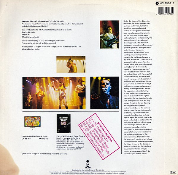 Frankie Goes To Hollywood : Welcome To The Pleasuredome (12", Maxi)