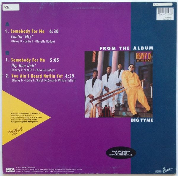Heavy D. & The Boyz : Somebody For Me (12")