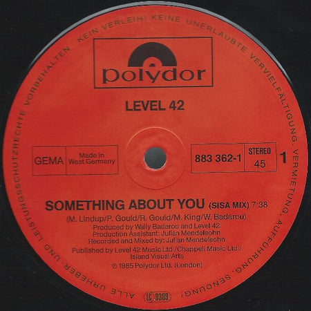 Level 42 : Something About You (Sisa Mix) (12", Maxi)