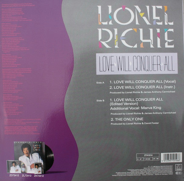 Lionel Richie : Love Will Conquer All (12", Maxi)