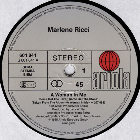 Marlene Ricci : A Woman In Me (Some Get The Silver, Some Get The Stone) (12", Maxi)