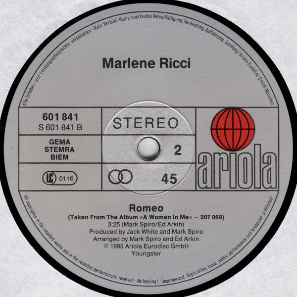 Marlene Ricci : A Woman In Me (Some Get The Silver, Some Get The Stone) (12", Maxi)