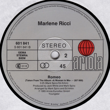 Marlene Ricci : A Woman In Me (Some Get The Silver, Some Get The Stone) (12", Maxi)