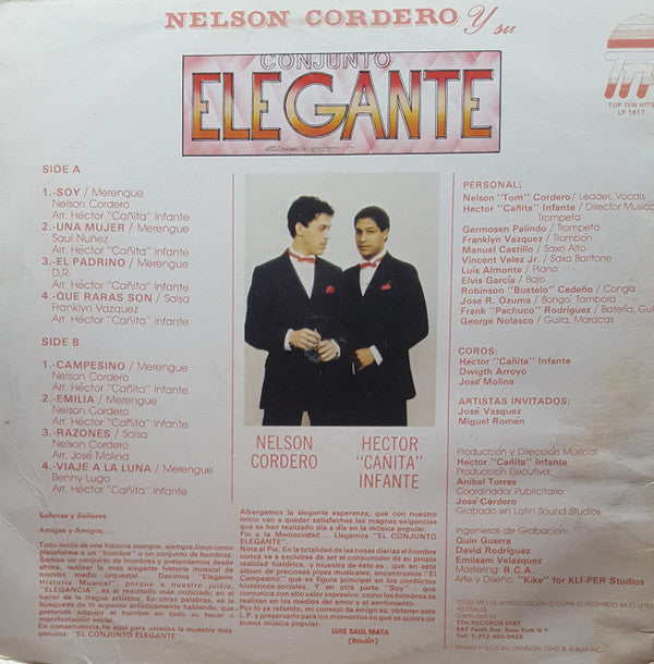 Nelson Cordero Y Su Conjunto Elegante : Soy (LP, Album)