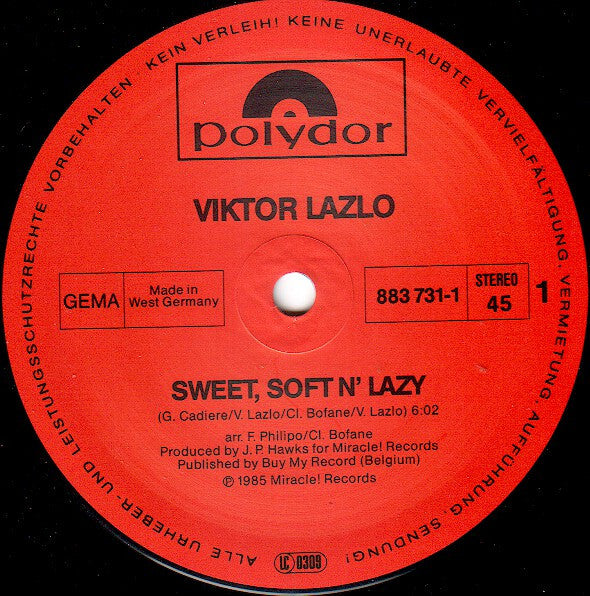 Viktor Lazlo : Sweet, Soft N' Lazy (12", Maxi)