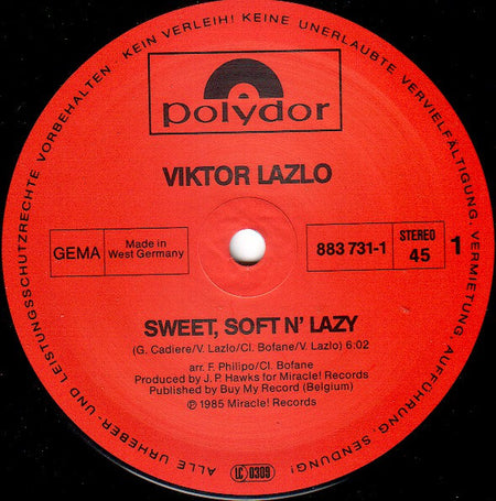 Viktor Lazlo : Sweet, Soft N' Lazy (12", Maxi)
