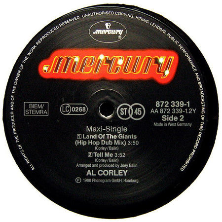 Al Corley : Land Of The Giants (Dance Mixes) (12", Single)