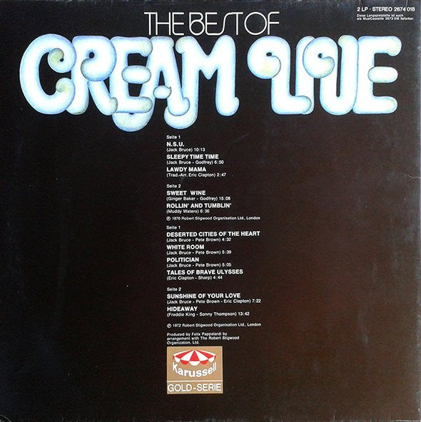 Cream (2) : The Best Of Cream Live (2xLP, Comp, Gat)