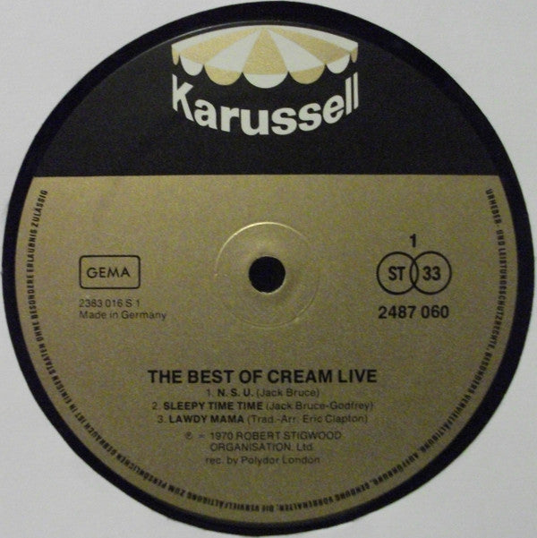 Cream (2) : The Best Of Cream Live (2xLP, Comp, Gat)