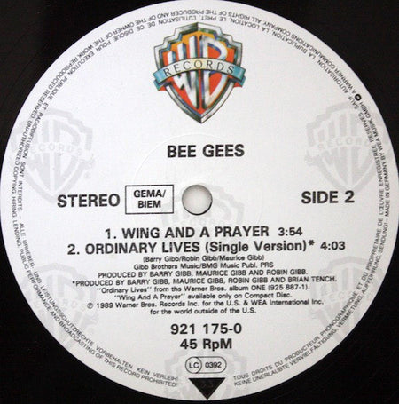 Bee Gees : Ordinary Lives (12", Maxi)