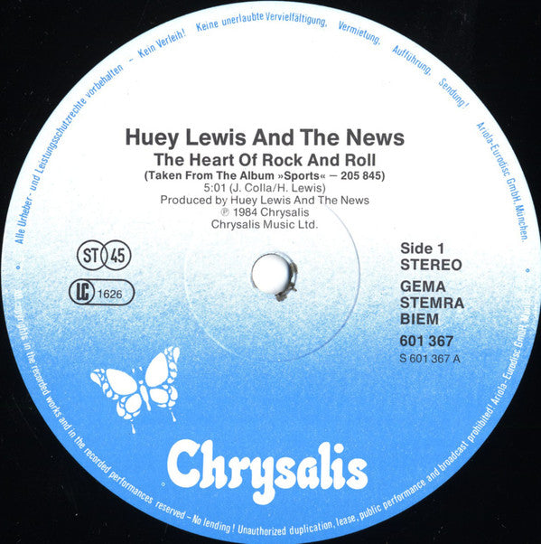 Huey Lewis & The News : The Heart Of Rock & Roll (12", Maxi)