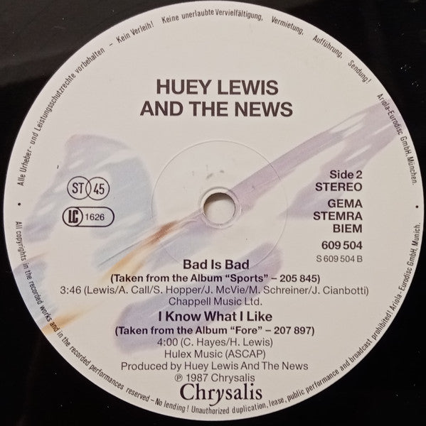Huey Lewis & The News : Doing It All For My Baby (12", Maxi)