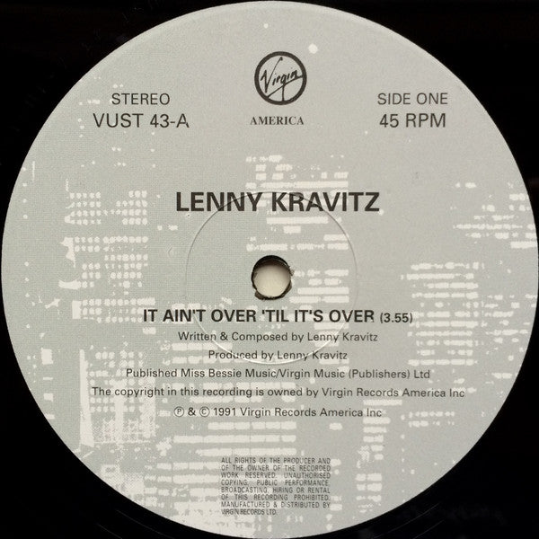 Lenny Kravitz : It Ain't Over 'Til It's Over (12", Single)