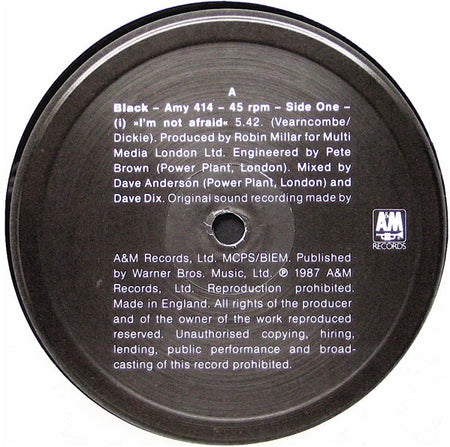 Black (2) : I'm Not Afraid (12", Single)