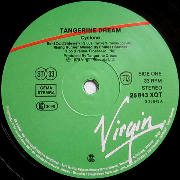 Tangerine Dream : Cyclone (LP, Album, RE)