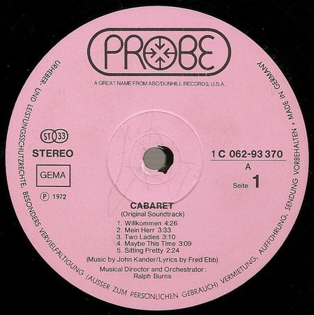 Ralph Burns : Cabaret - Original Soundtrack Recording (LP, Album)