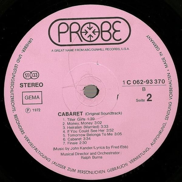 Ralph Burns : Cabaret - Original Soundtrack Recording (LP, Album)