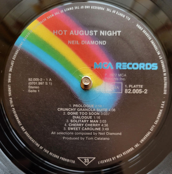 Neil Diamond : Hot August Night (2xLP, Album, RE)