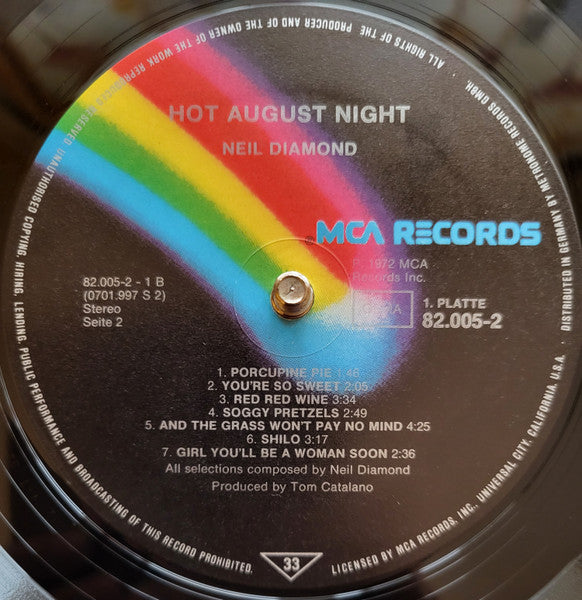 Neil Diamond : Hot August Night (2xLP, Album, RE)