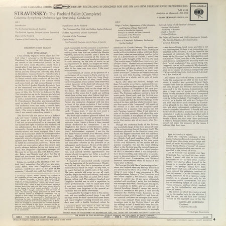 Igor Stravinsky - Columbia Symphony Orchestra : The Firebird (LP, Ter)