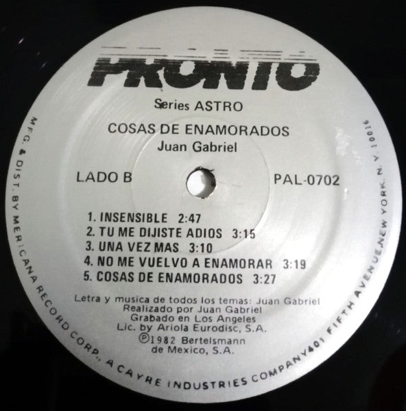 Juan Gabriel : Cosas De Enamorados (LP, Album)