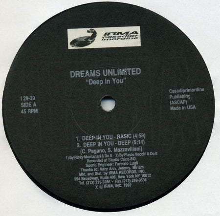 Dreams Unlimited : Deep In You (12")
