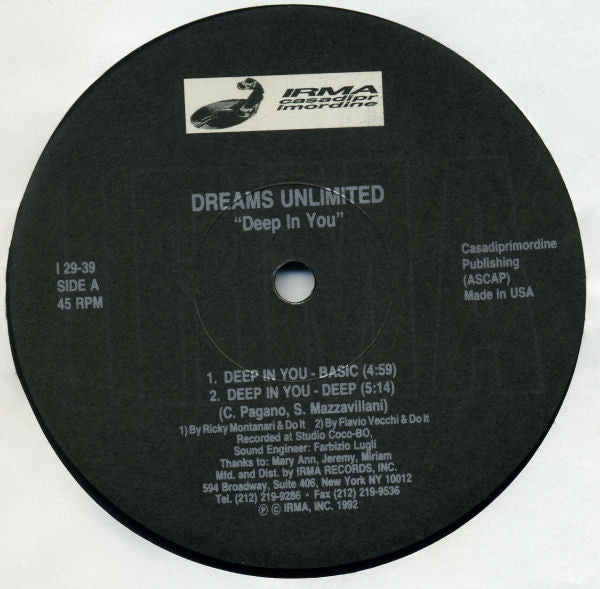 Dreams Unlimited : Deep In You (12")