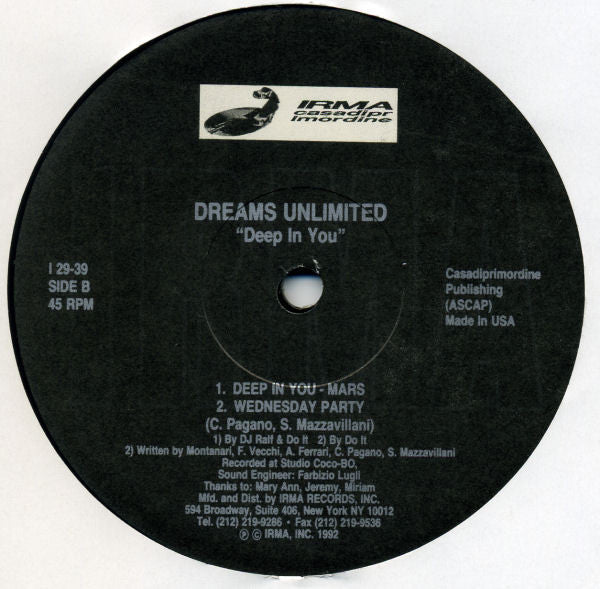 Dreams Unlimited : Deep In You (12")